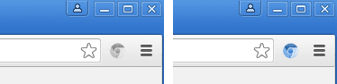 Uma ação de página desativada (à esquerda) é renderizada uma imagem em escala de cinza na barra de ferramentas, enquanto uma ativada (à direita) aparece em cores.