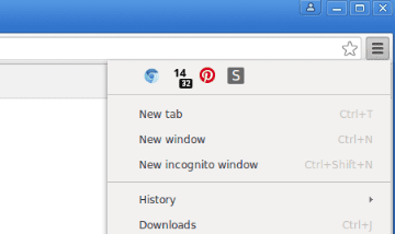 Verborgen extensiepictogrammen worden weergegeven in het Chrome-menu.
