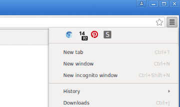 숨겨진 확장 프로그램 아이콘이 Chrome 메뉴에 표시됩니다.