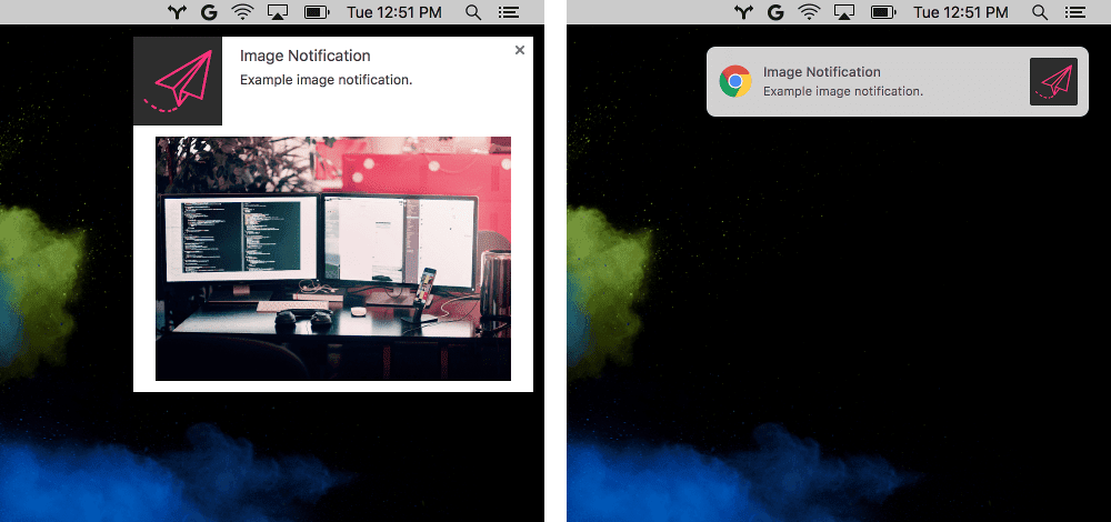 Avant et après pour les modèles d'images dans l'API chrome.notification.