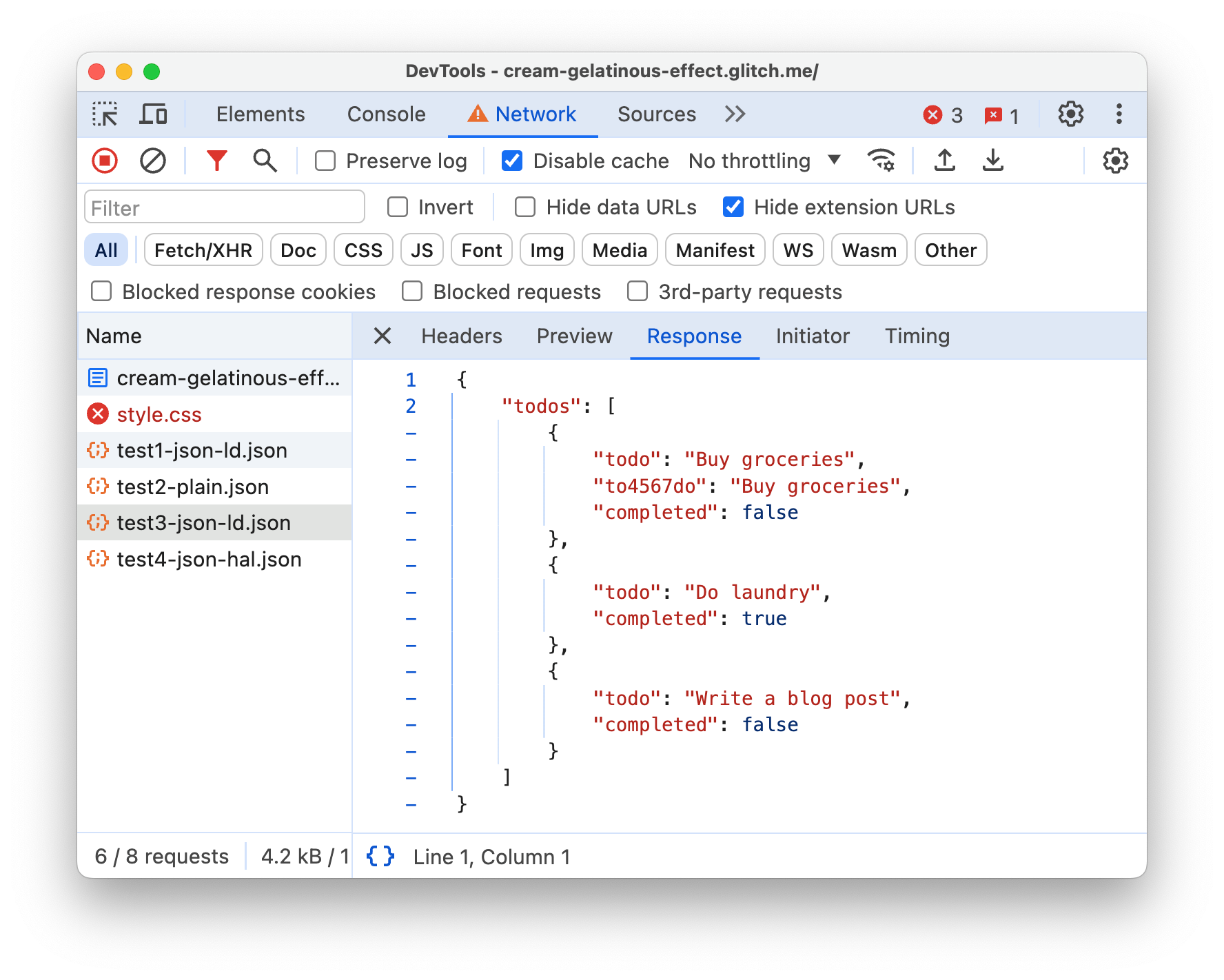 อยู่ในรูปแบบ JSON เพื่อให้อ่านง่ายขึ้น