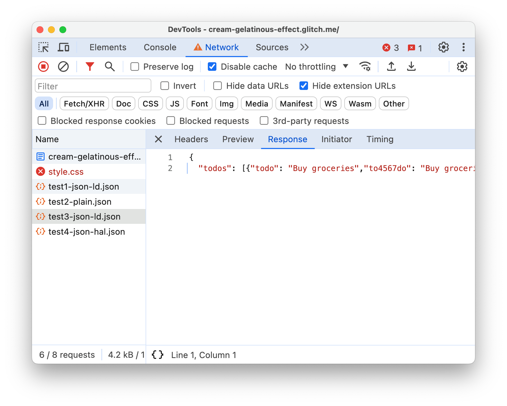 JSON แสดงเป็นสตริงขนาดยาว ต้องเลื่อนเพื่อดู