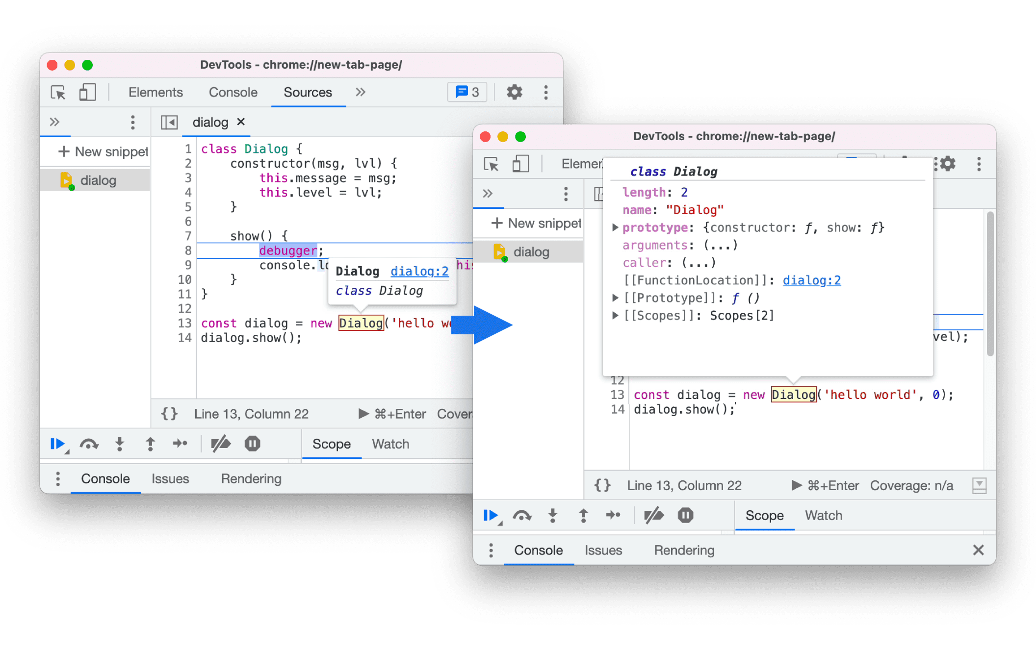 Preview class/function properties on hover