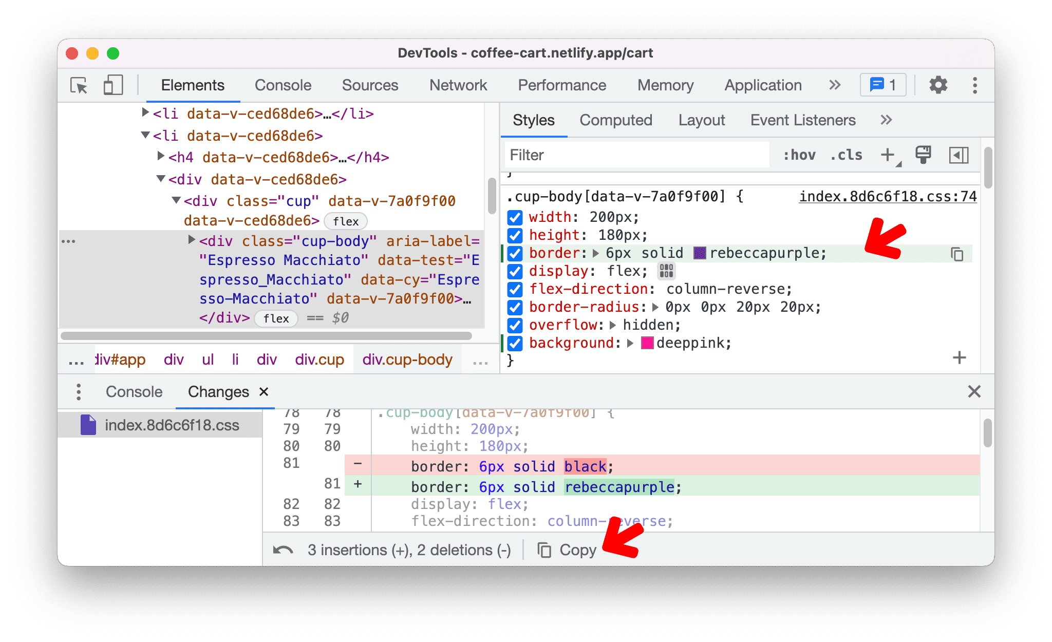 Скопируйте изменения CSS.