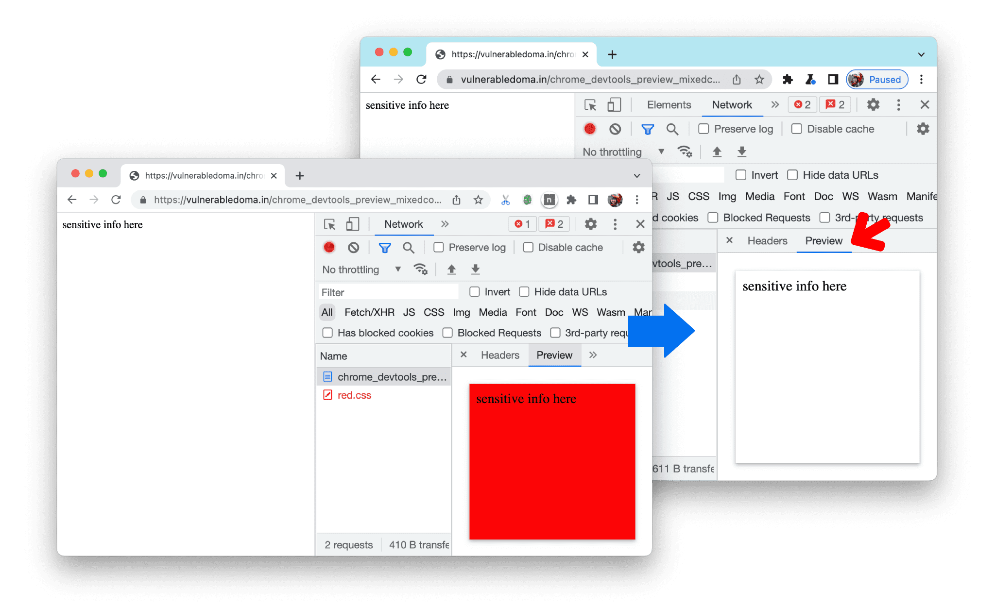 Improve security on the Network Preview tab