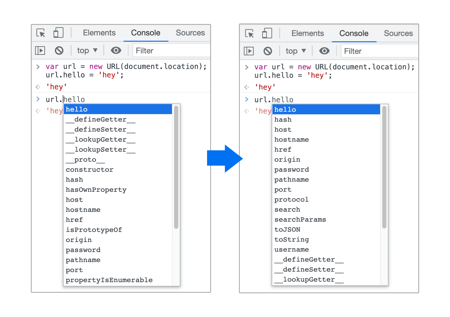 JavaScript 객체에 대한 자동 완성 추천 기능 개선
