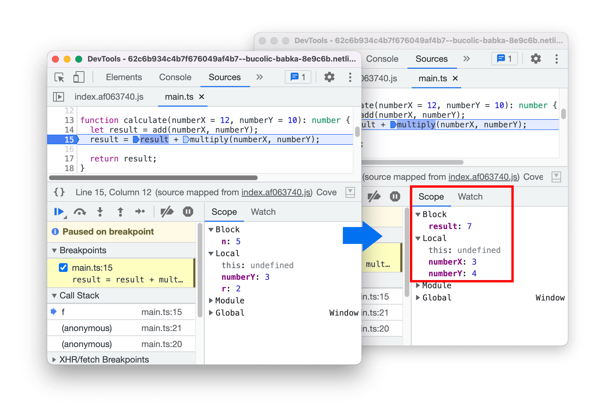 ブロック スコープの変数を解決します