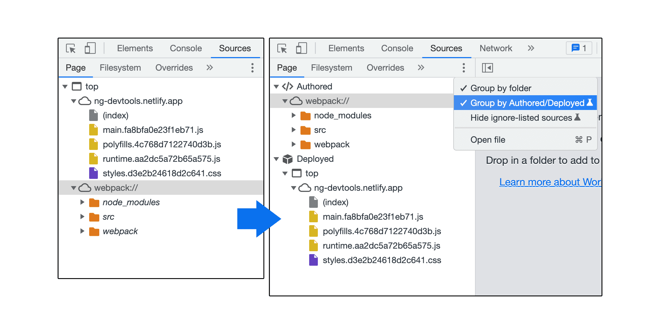 Группировка файлов по автору/развертыванию