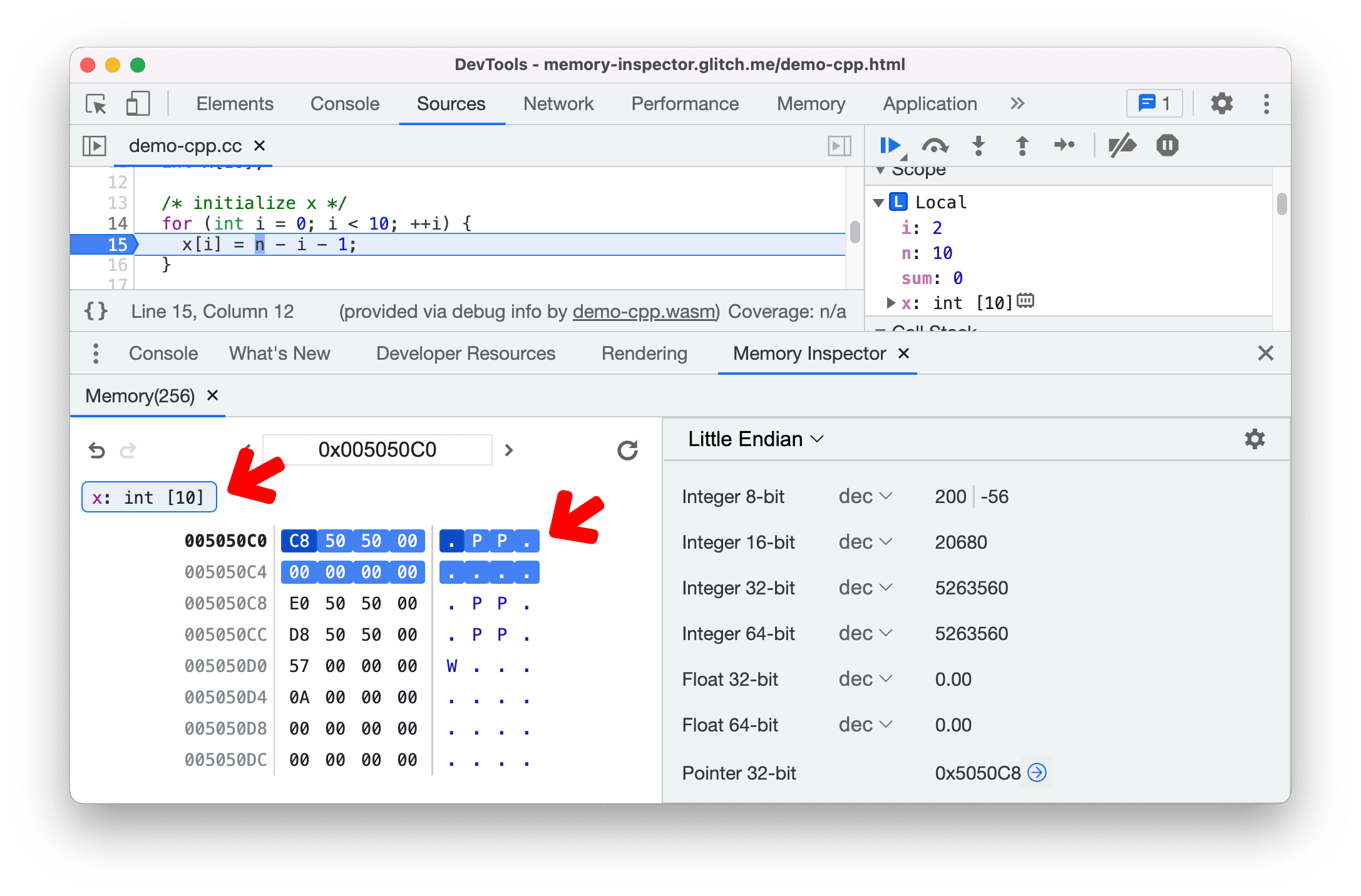 Wyróżnianie obiektów C/C++ w Narzędziu do inspekcji pamięci.