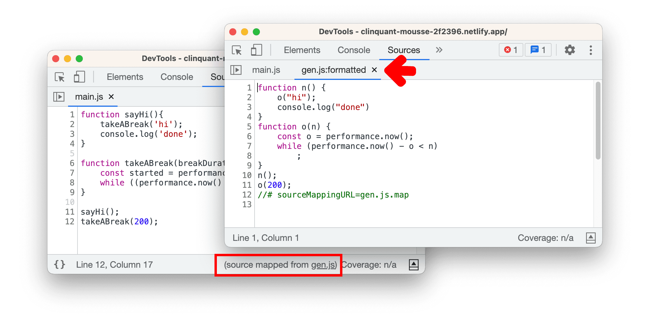 मिनिफ़िकेशन से पहले और बाद की फ़ाइलें दिखाएं.