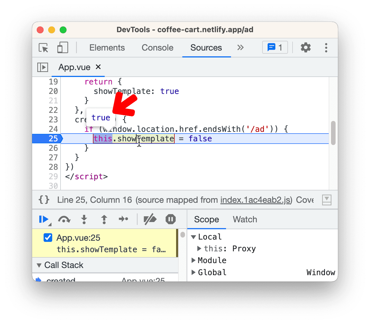 ตัวอย่างแบบอินไลน์สำหรับ Vue