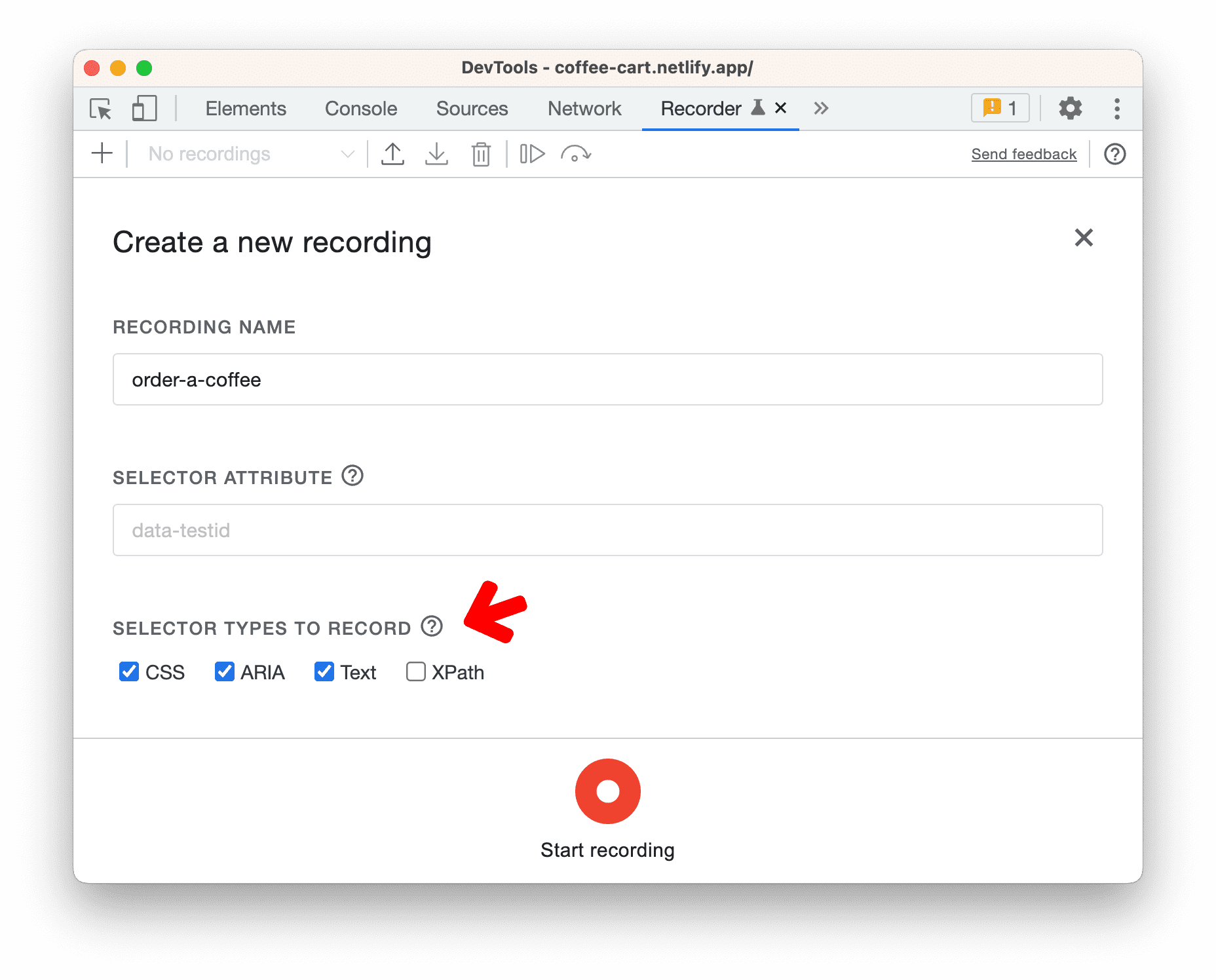 Новая возможность настройки типов селекторов.