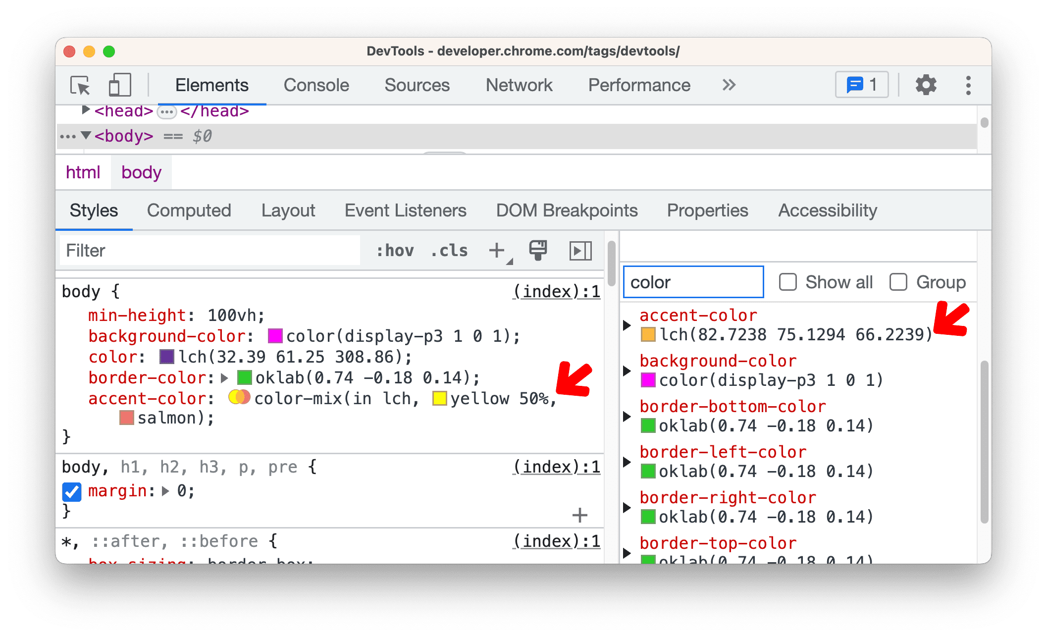 und das Farbmix-Ergebnis im
Bereich „Berechnet“.