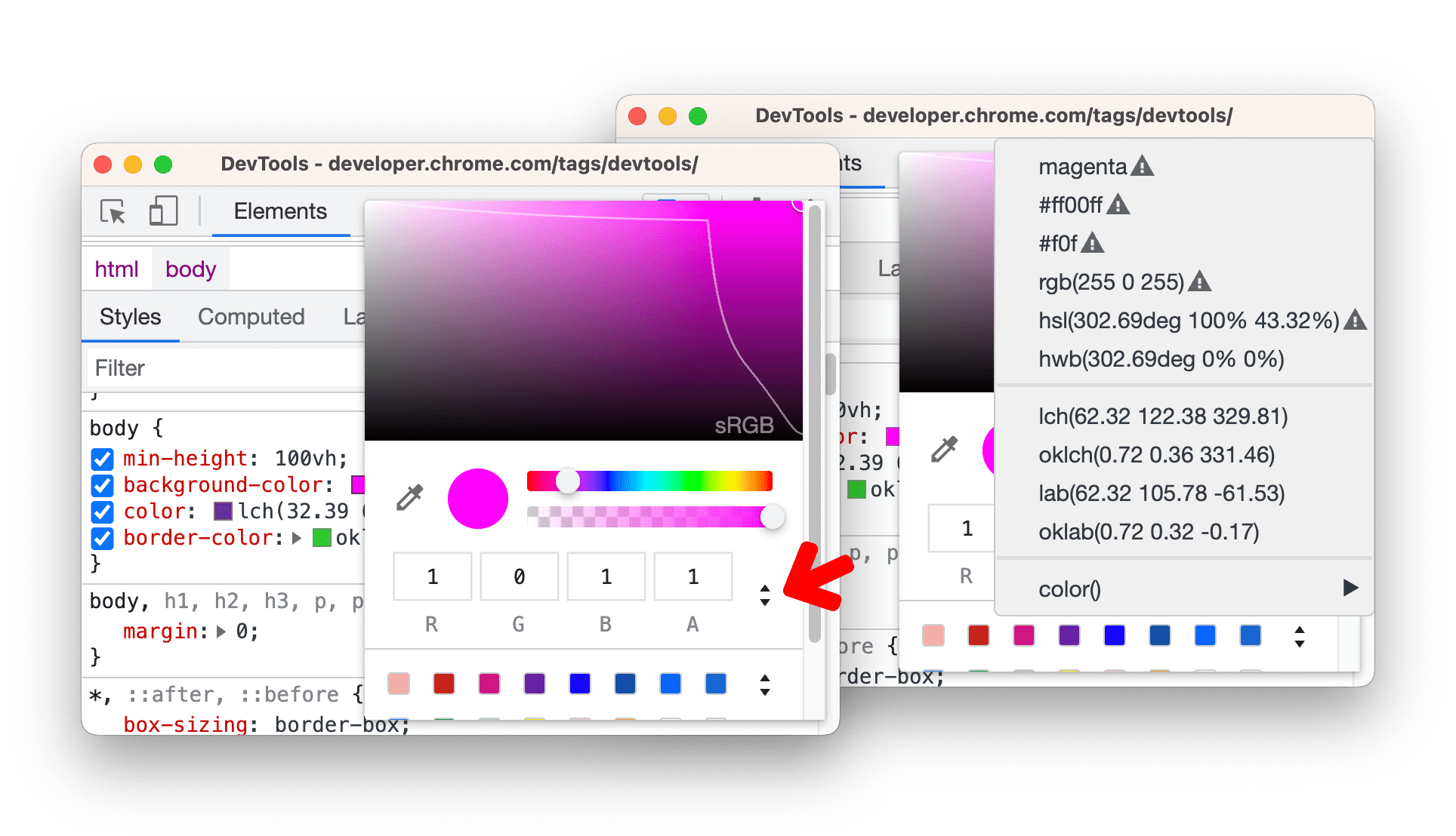 Convertir des couleurs d&#39;un format de couleur à un autre