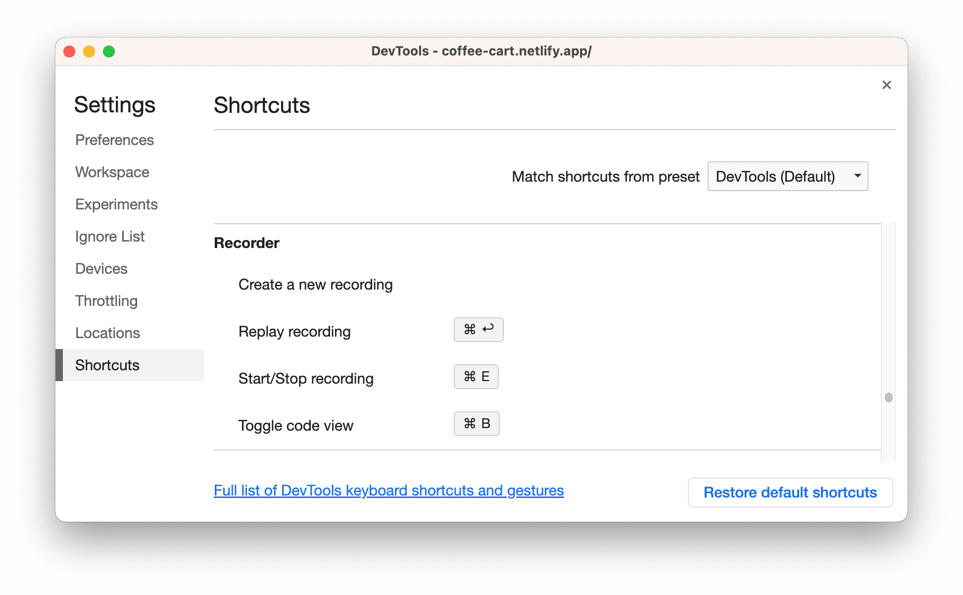 Customize Recorder shortcuts.