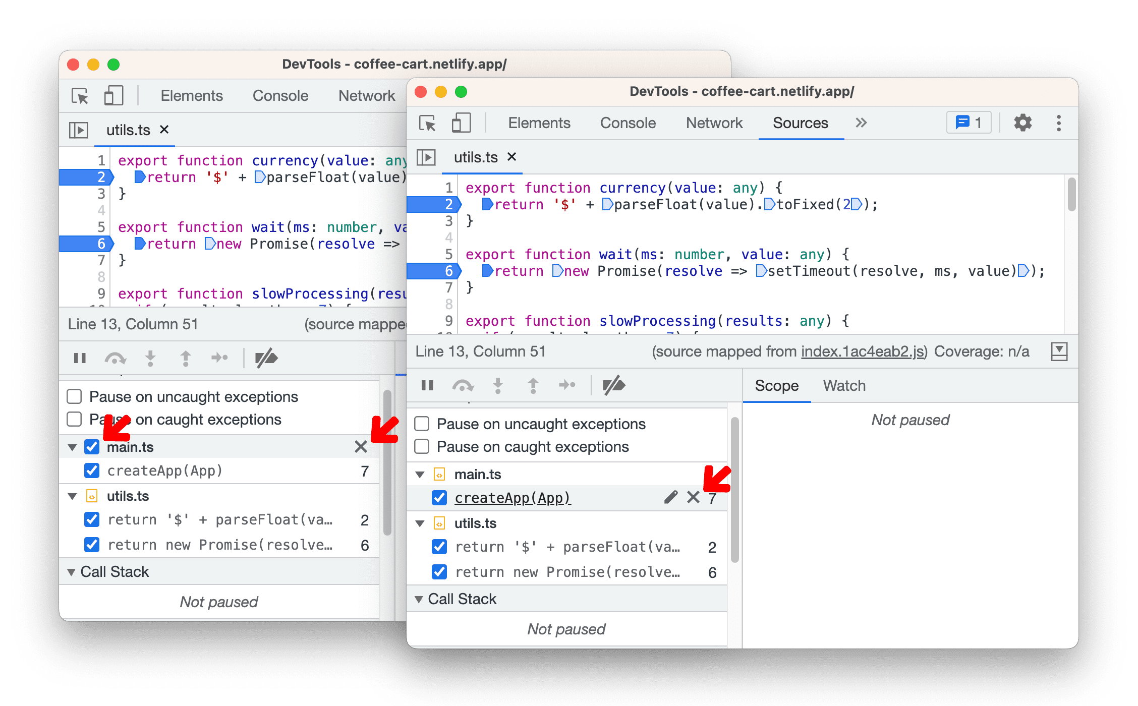 Nowe opcje wyłączania punktów przerwania.