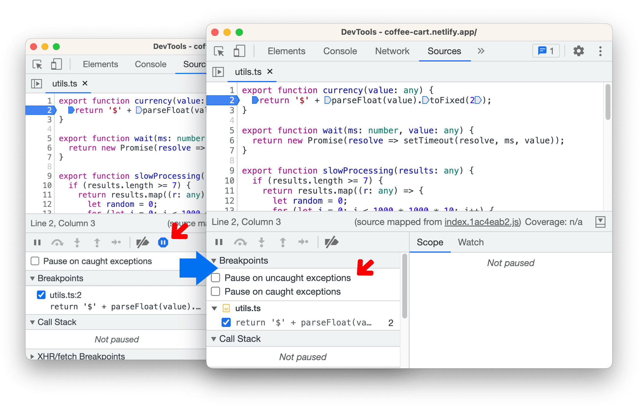 Pause on exceptions - Chrome DevTools - Dev Tips