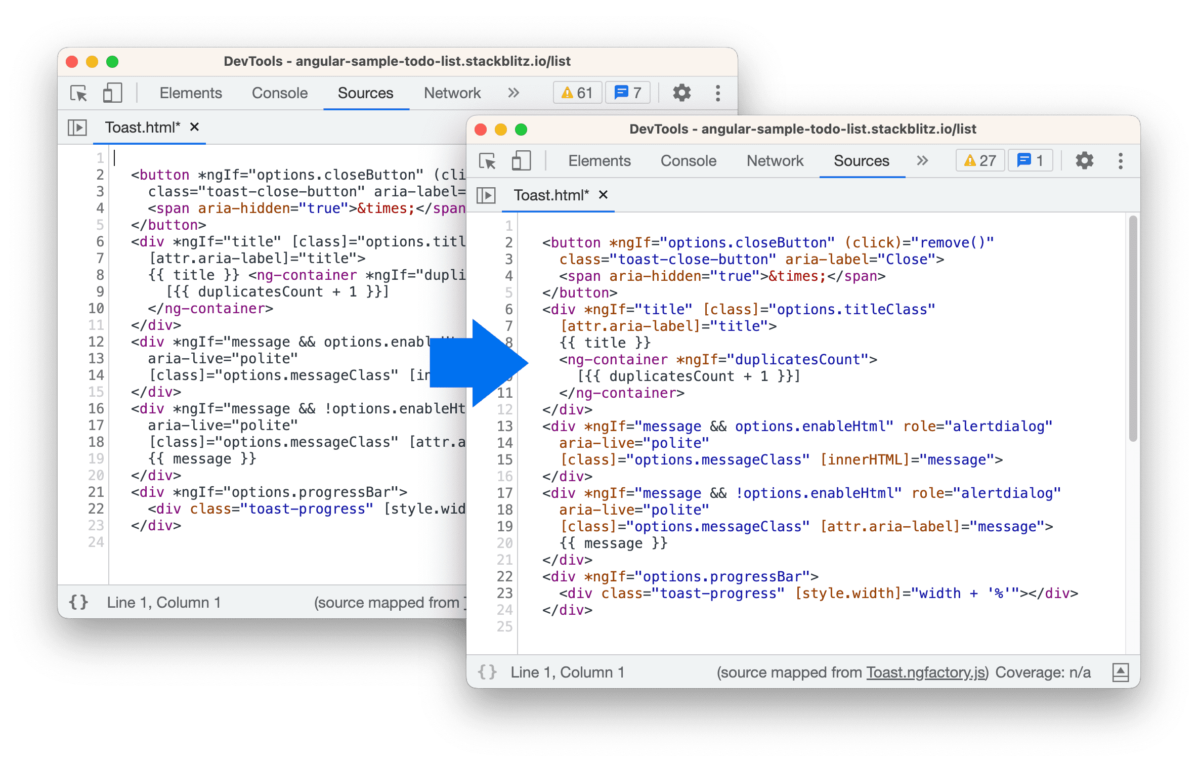 تمييز البنية لنماذج Angular HTML