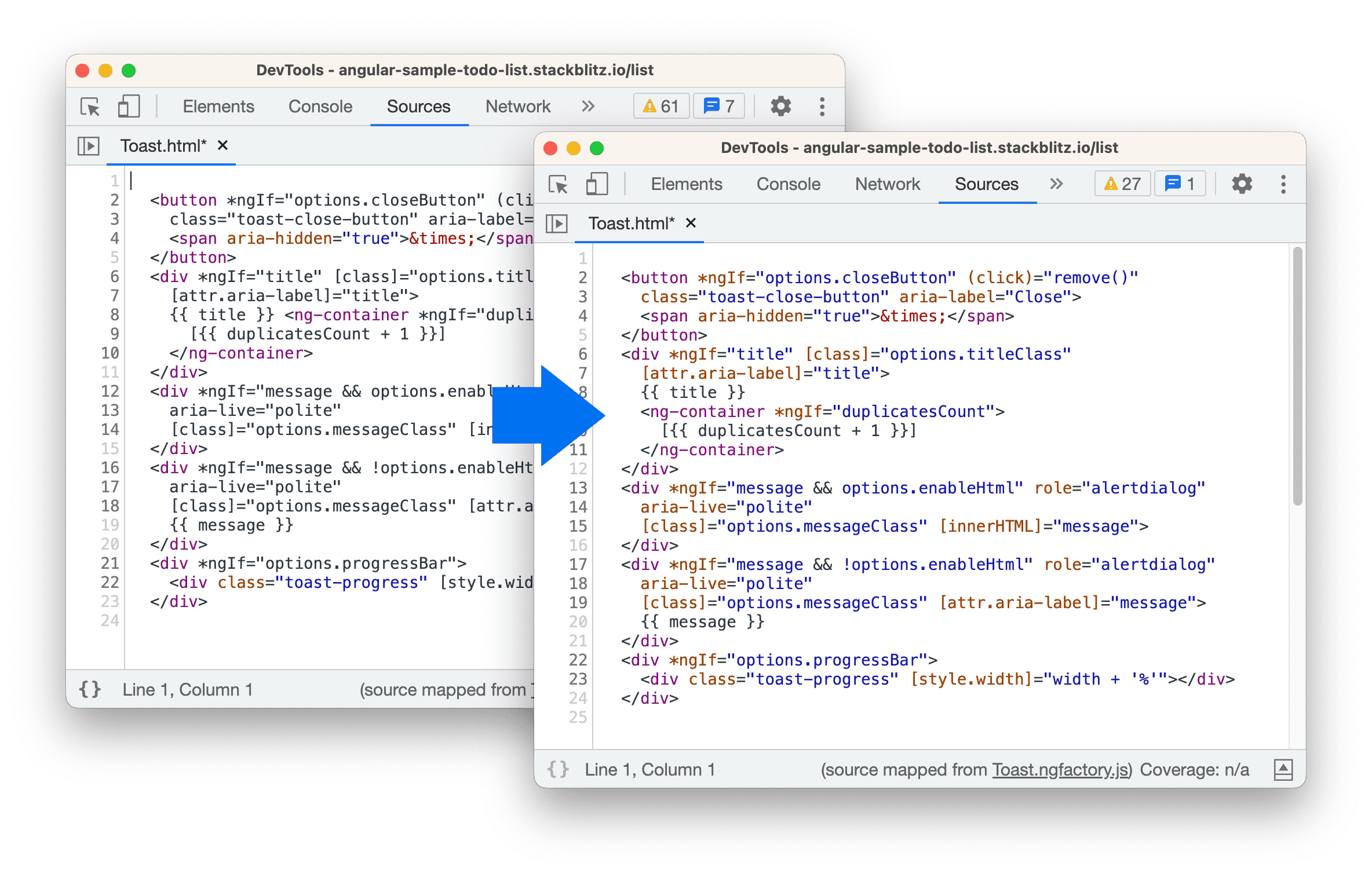 Resaltado de la sintaxis de las plantillas HTML de Angular.