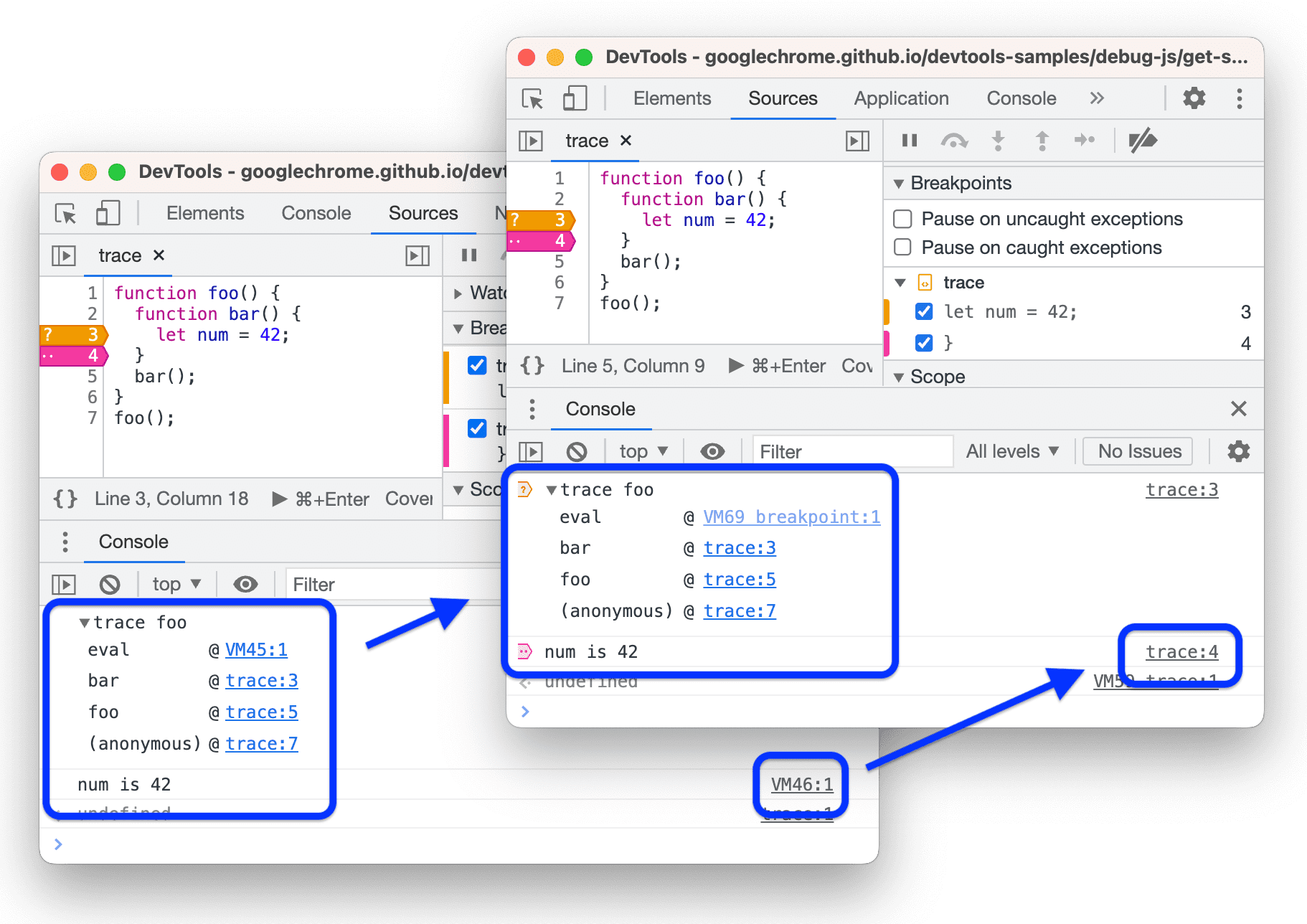 Console'un artık kesme noktaları tarafından tetiklenen mesajları simgeler ve uygun kaynak bağlantısıyla göstermesi sağlandı.