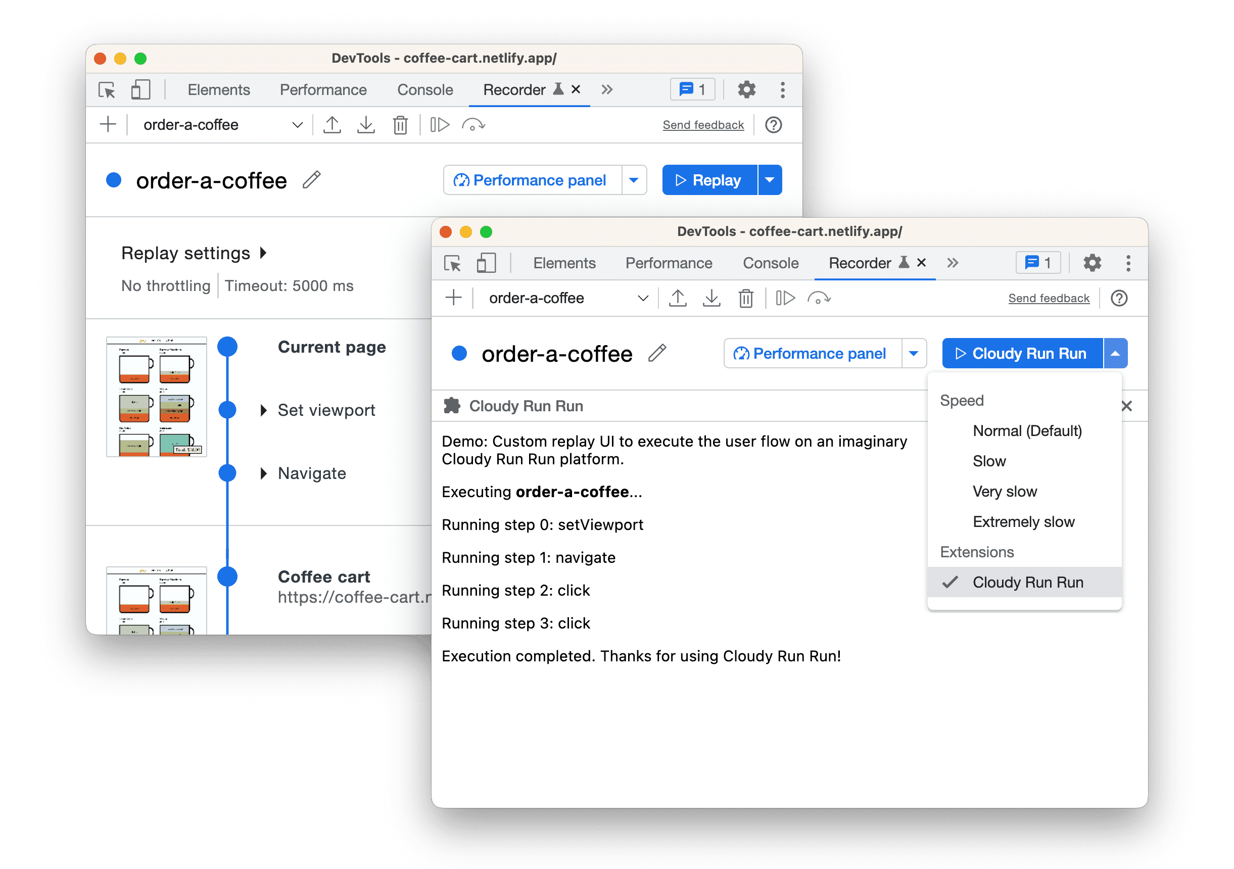 फिर से चलाने के लिए कस्टम यूज़र इंटरफ़ेस (यूआई).