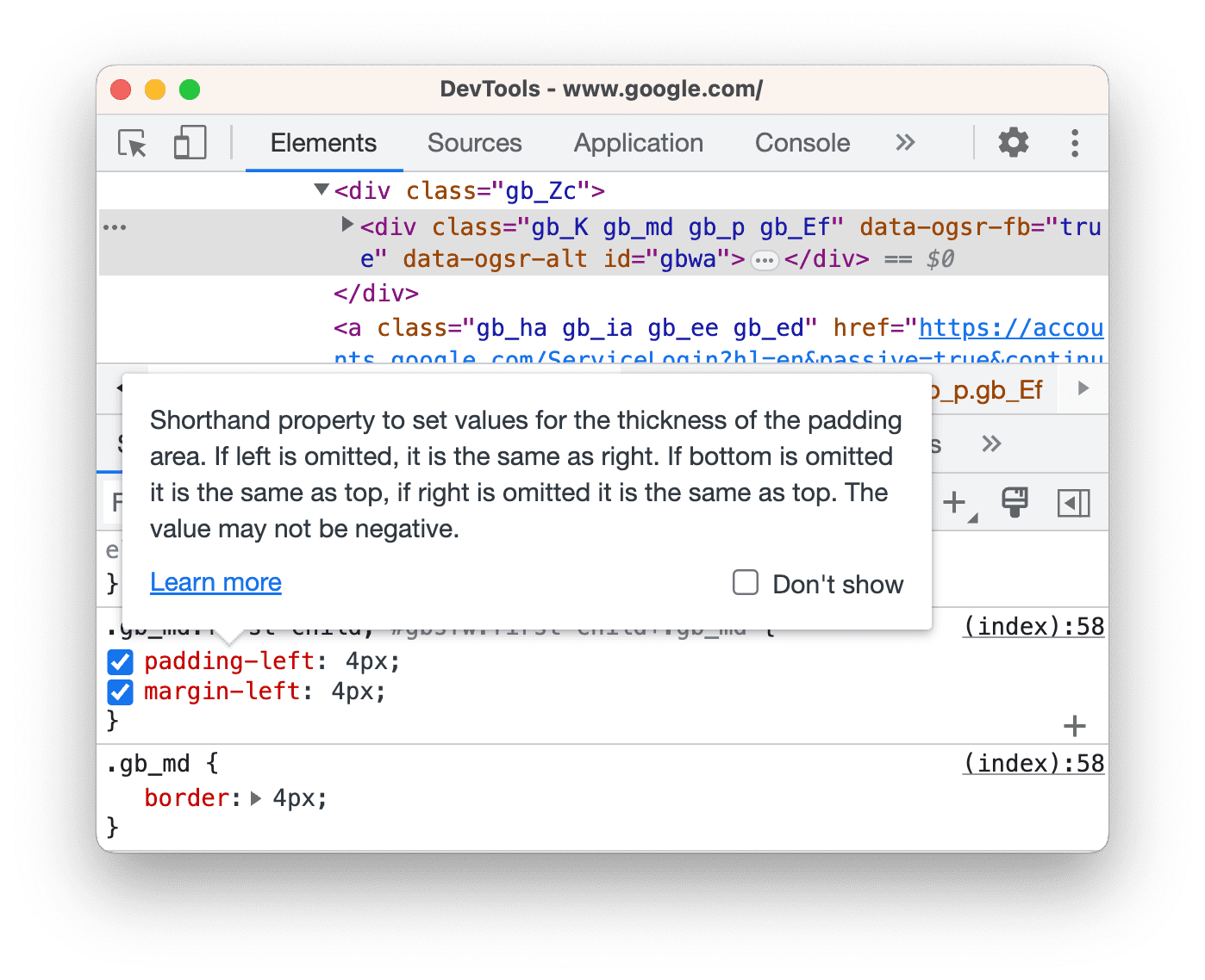 CSS özelliğiyle ilgili dokümanların bulunduğu ipucu.