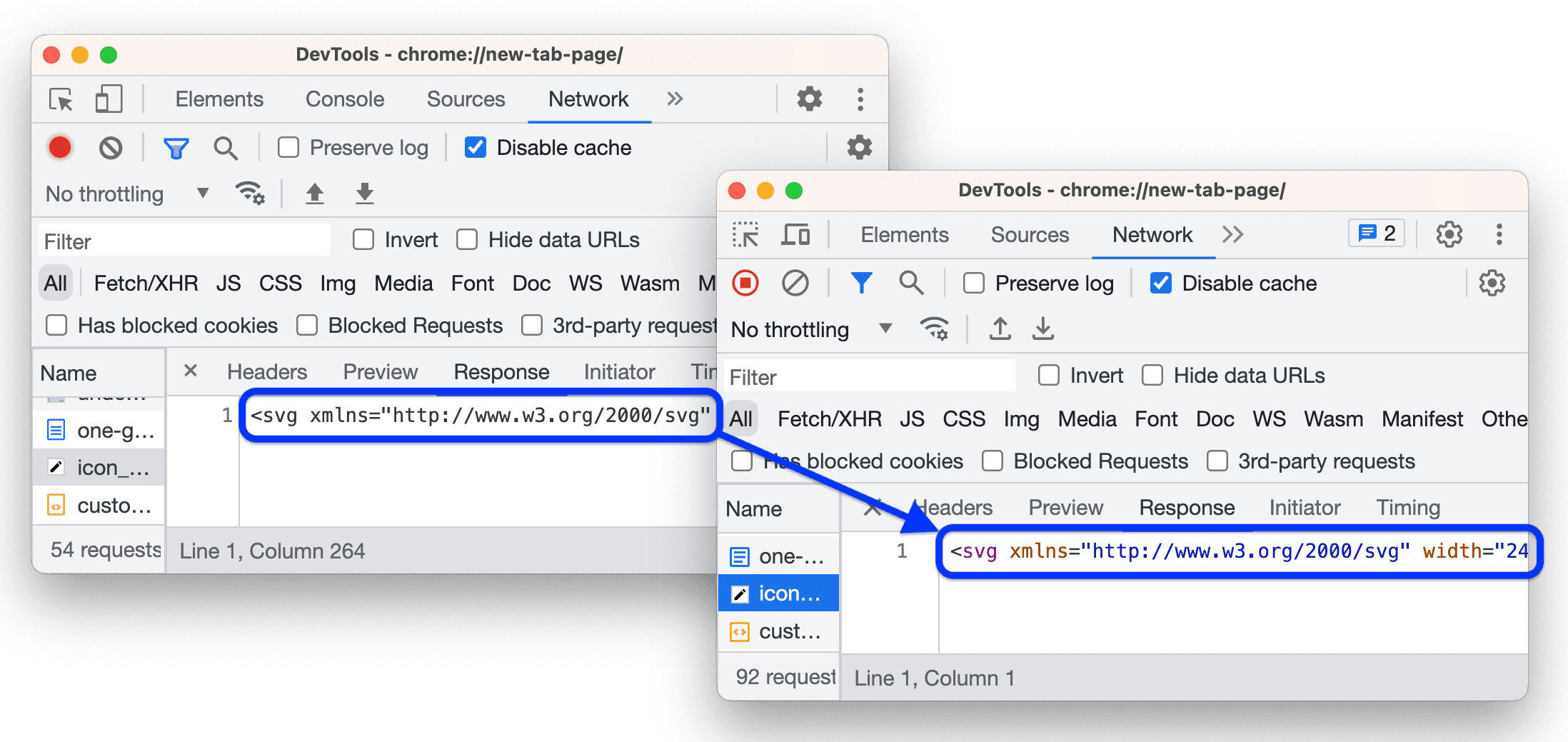 SVG 構文のハイライト表示。