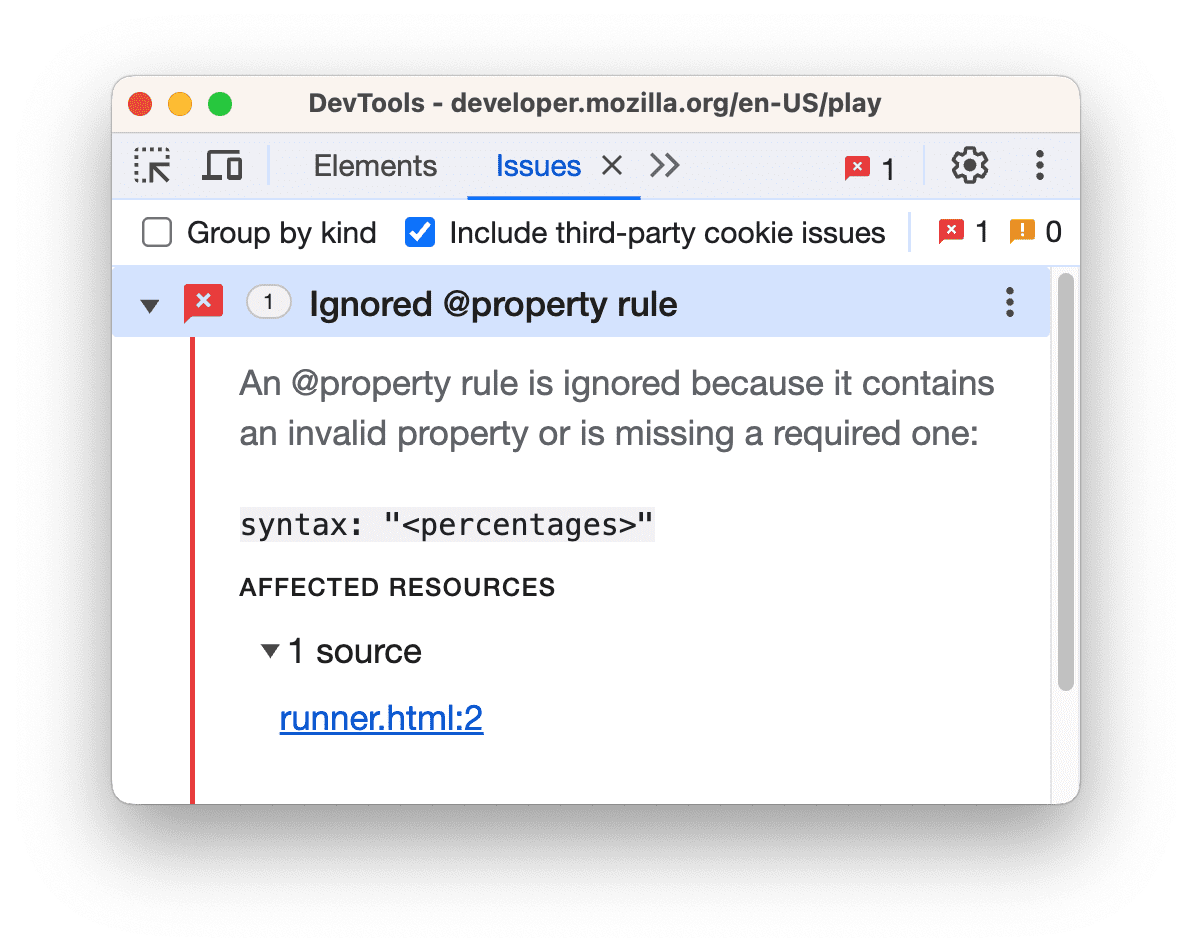 Problem z regułą dotyczącą usługi zgłoszony na karcie Problemy.