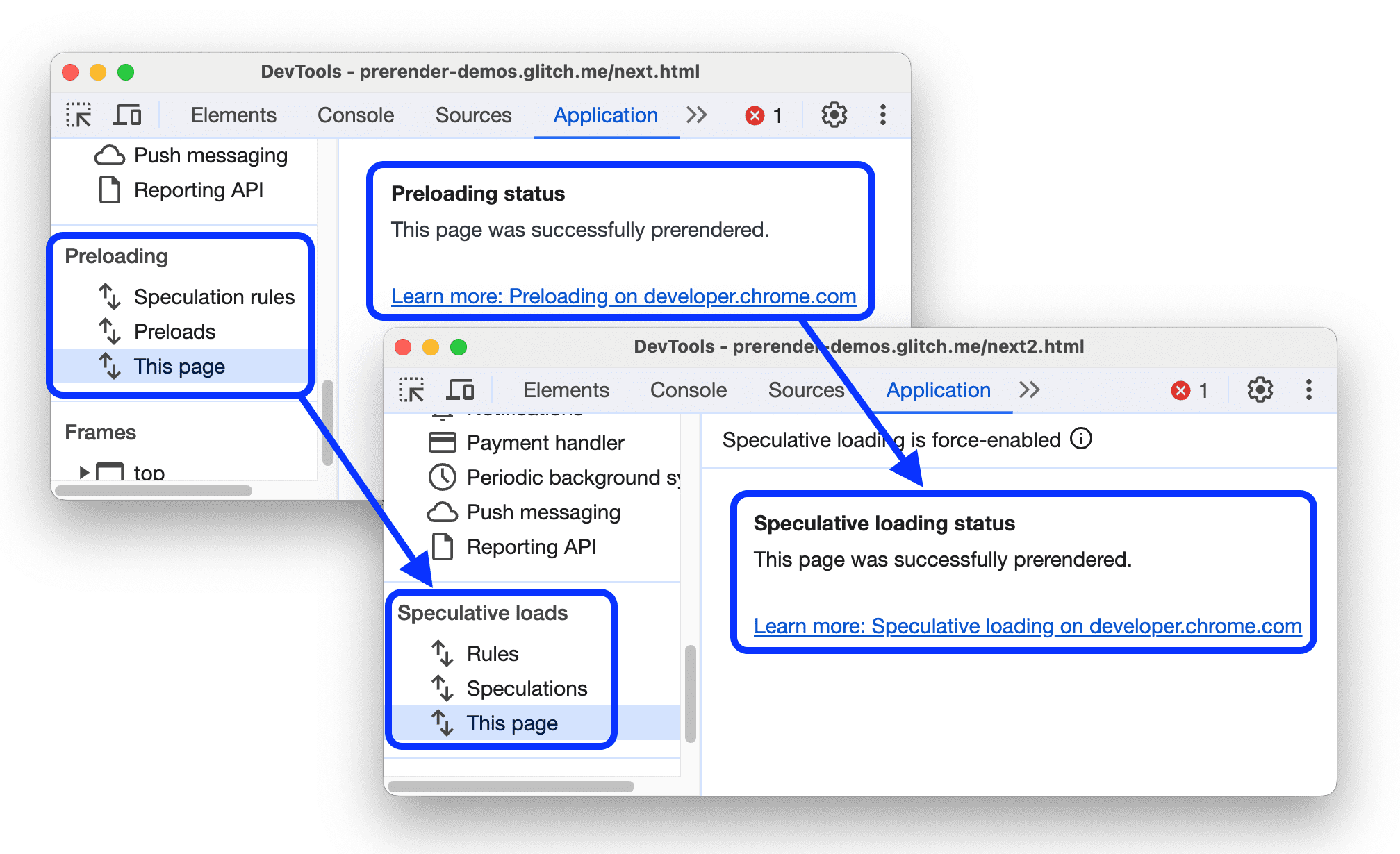 Vorher und nachher: umbenanntes Preloading in spekulatives Laden