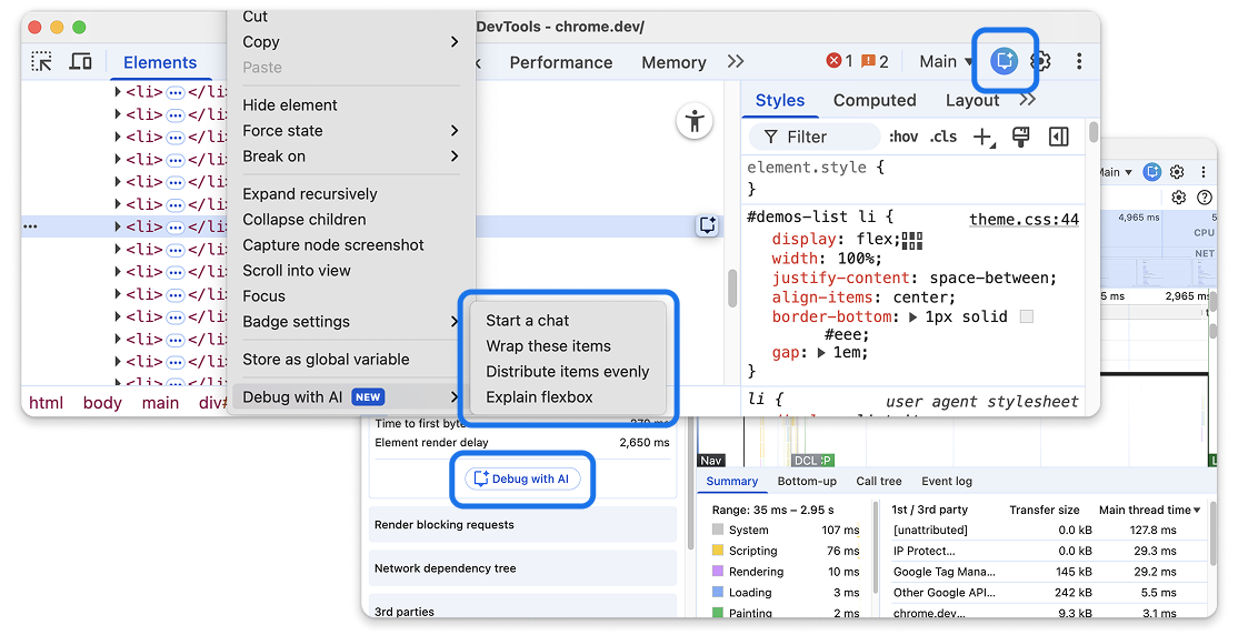 DevTools में एआई असिस्टेंस के नए एंट्री पॉइंट