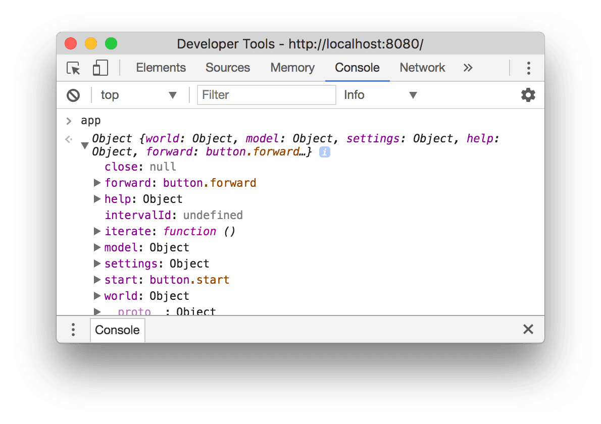 Hoe de console objecten vroeger weergaf