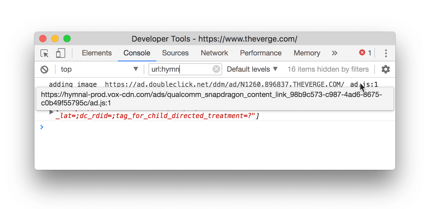 यूआरएल फ़िल्टर करने का उदाहरण