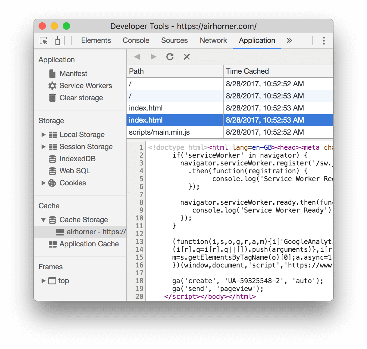 Previewing a cache resource