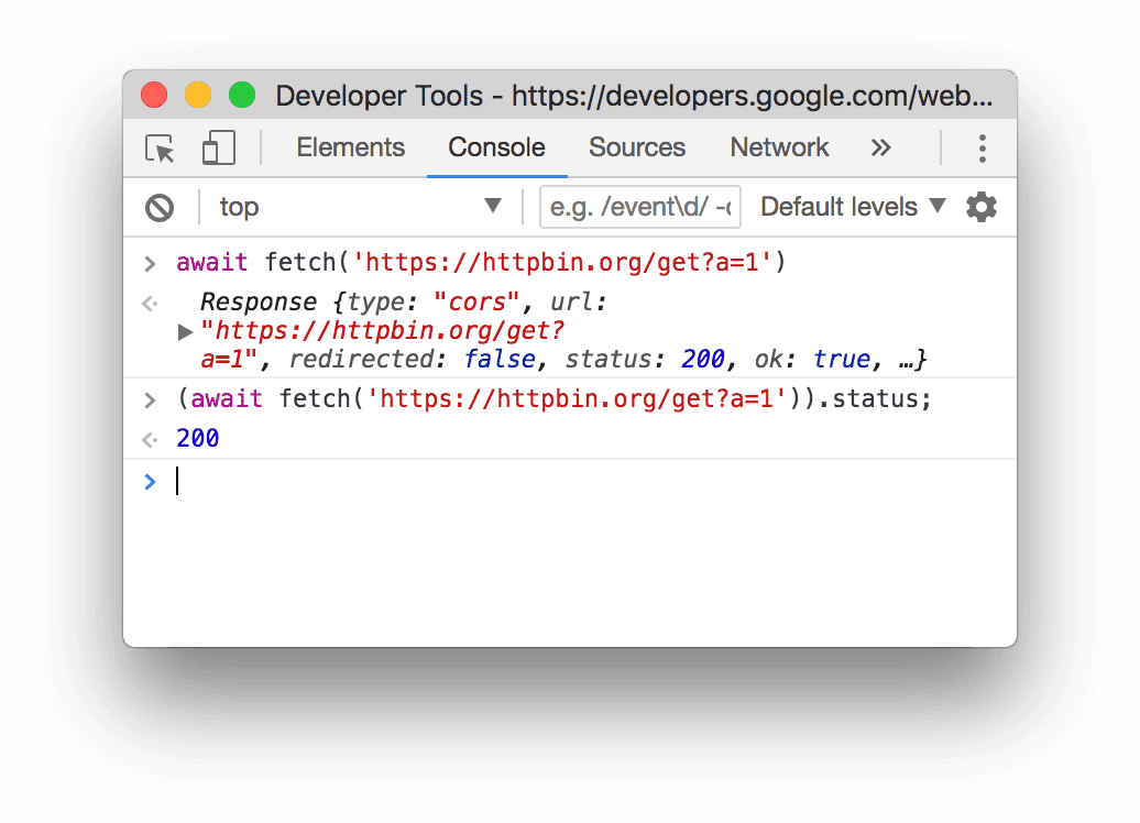 Utilizzo degli operatori await di primo livello nella console