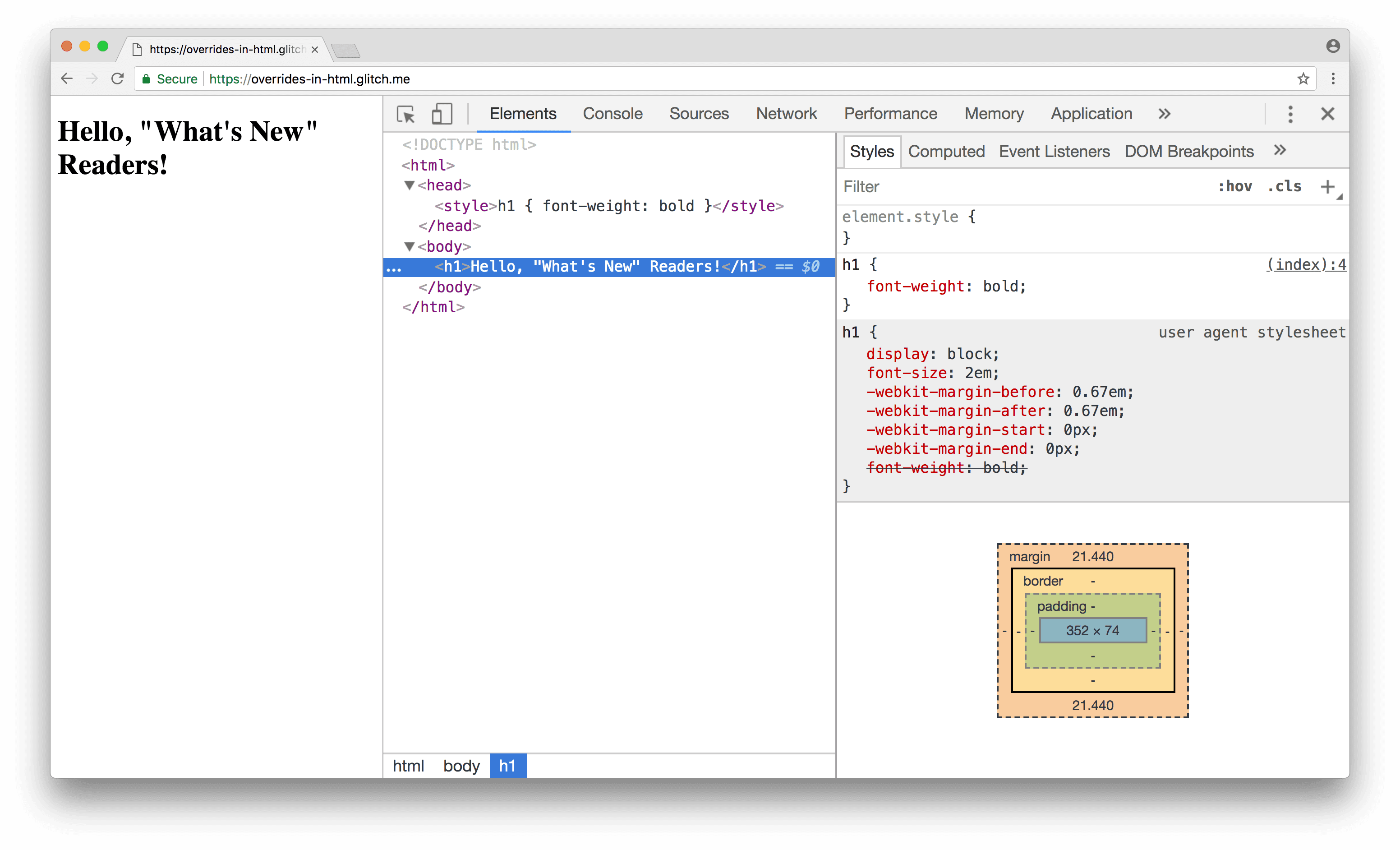 HTML'de tanımlanan stillere örnek