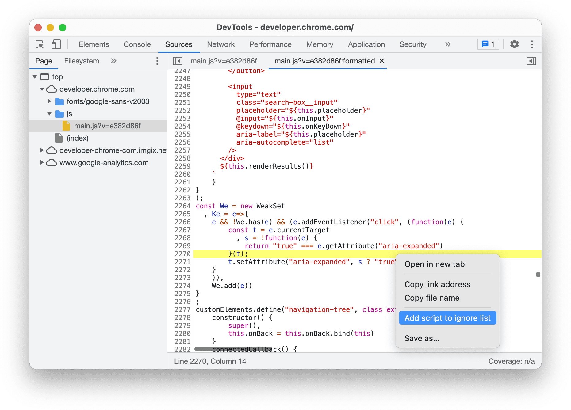 Ignorer "requests.js".