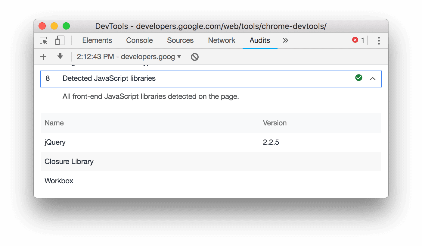 ตรวจพบไลบรารี JavaScript