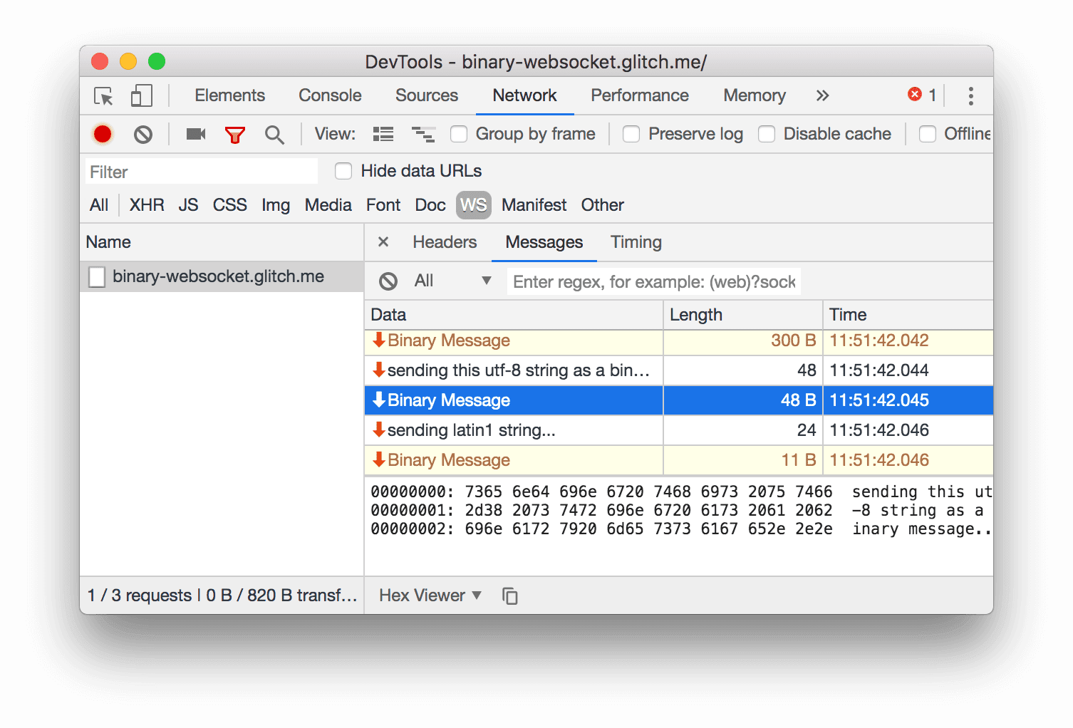 Inspecting a binary message