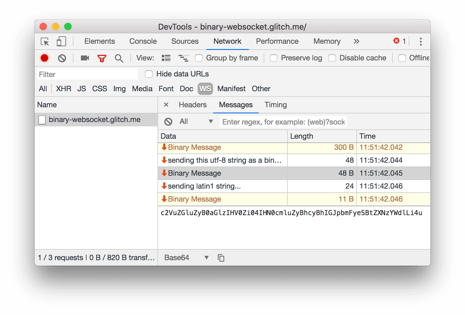 Viewing a binary message as Base64