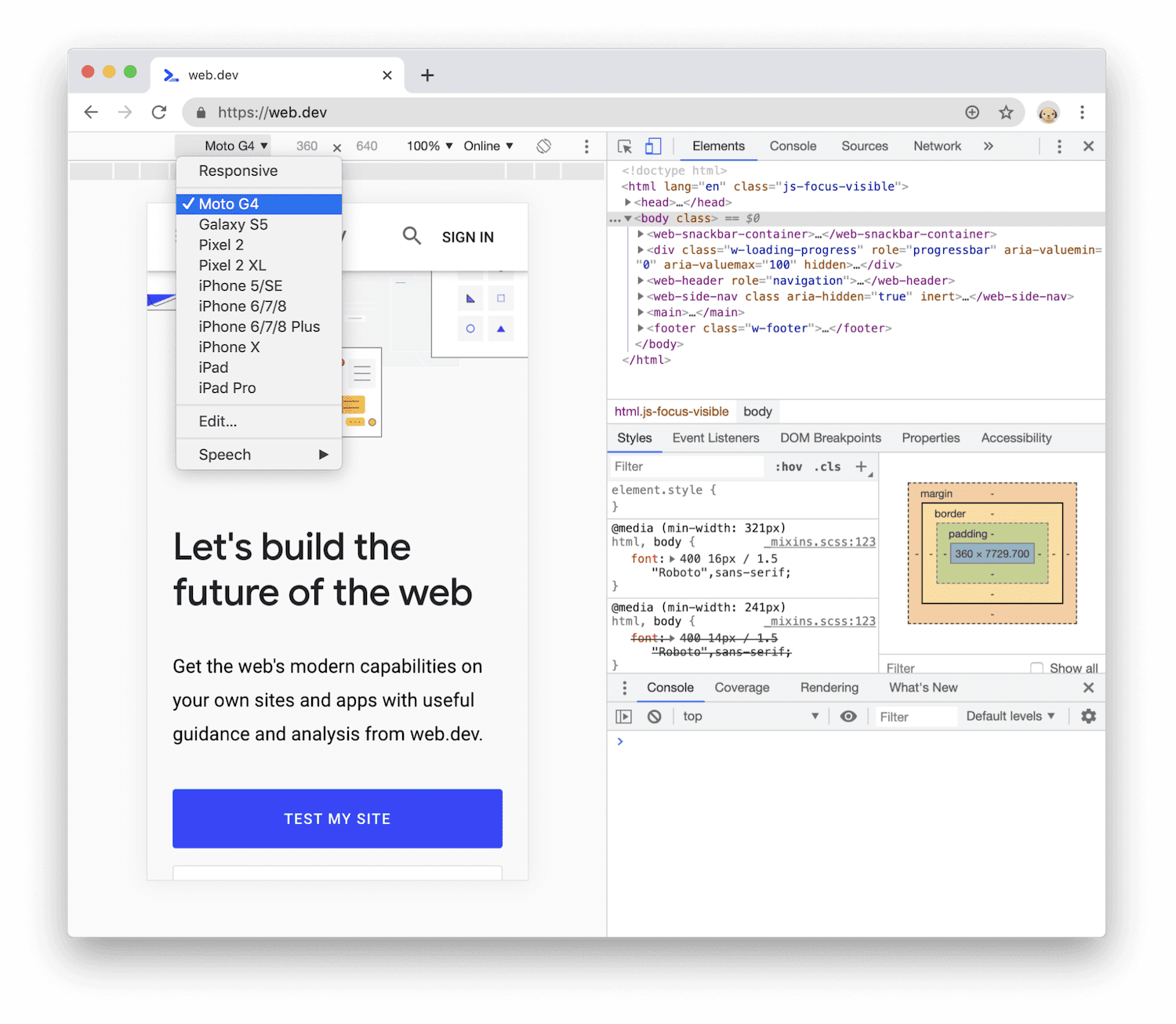 Simulazione di una finestra di visualizzazione Moto G4