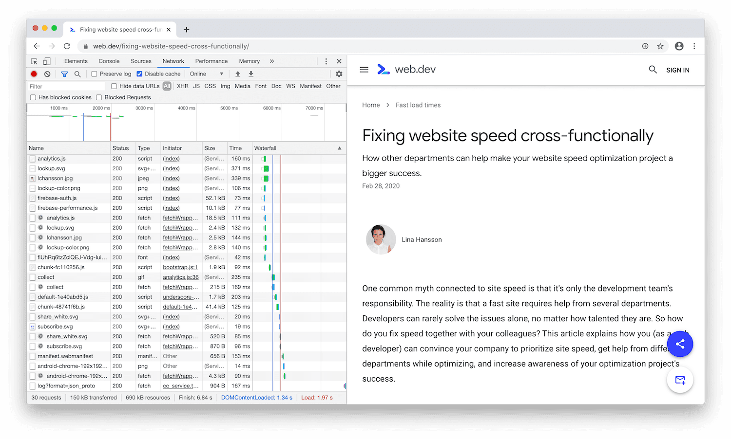 DevTools terpasang di sebelah kiri area pandang