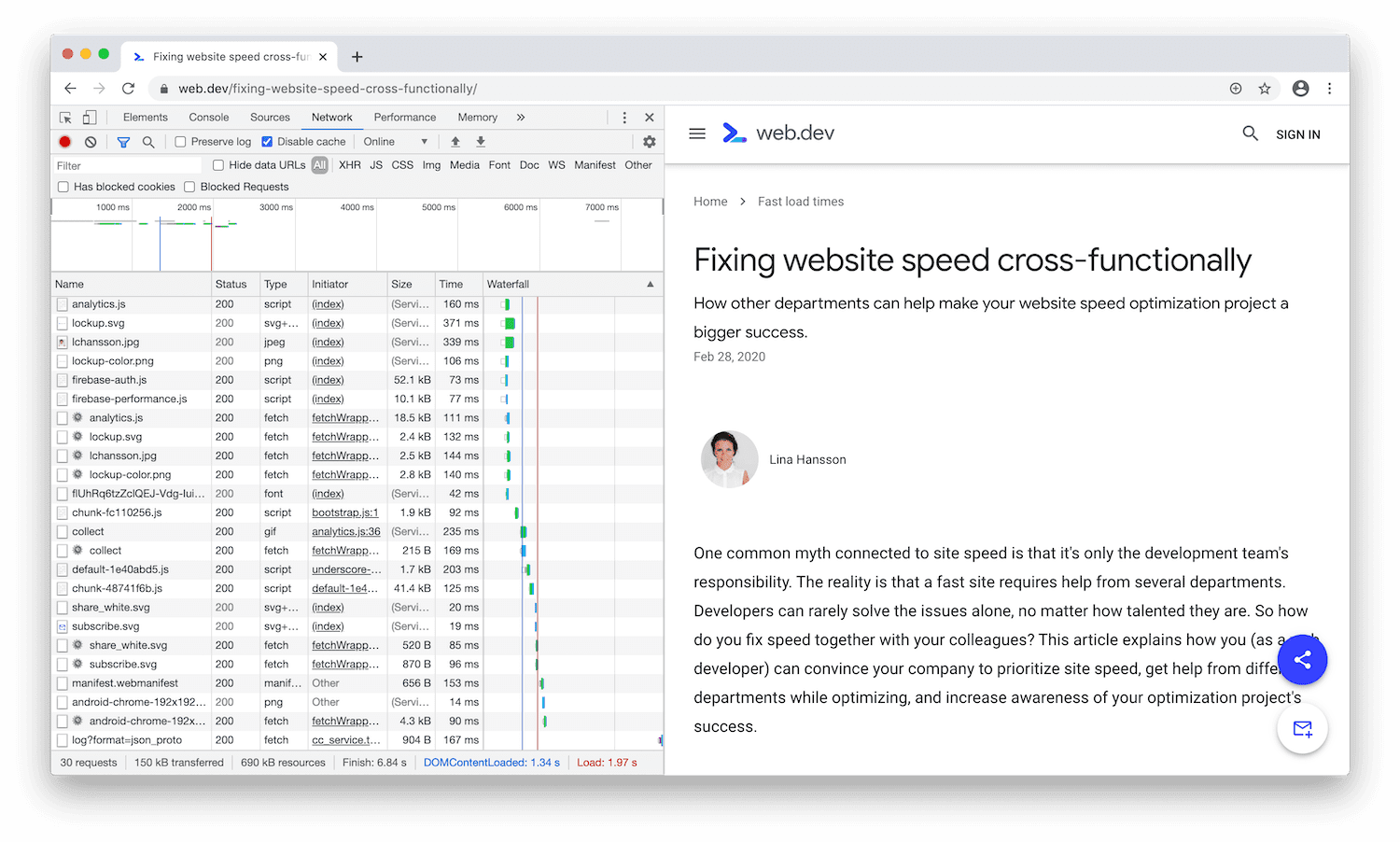 DevTools가 표시 영역의 왼쪽에 고정됨