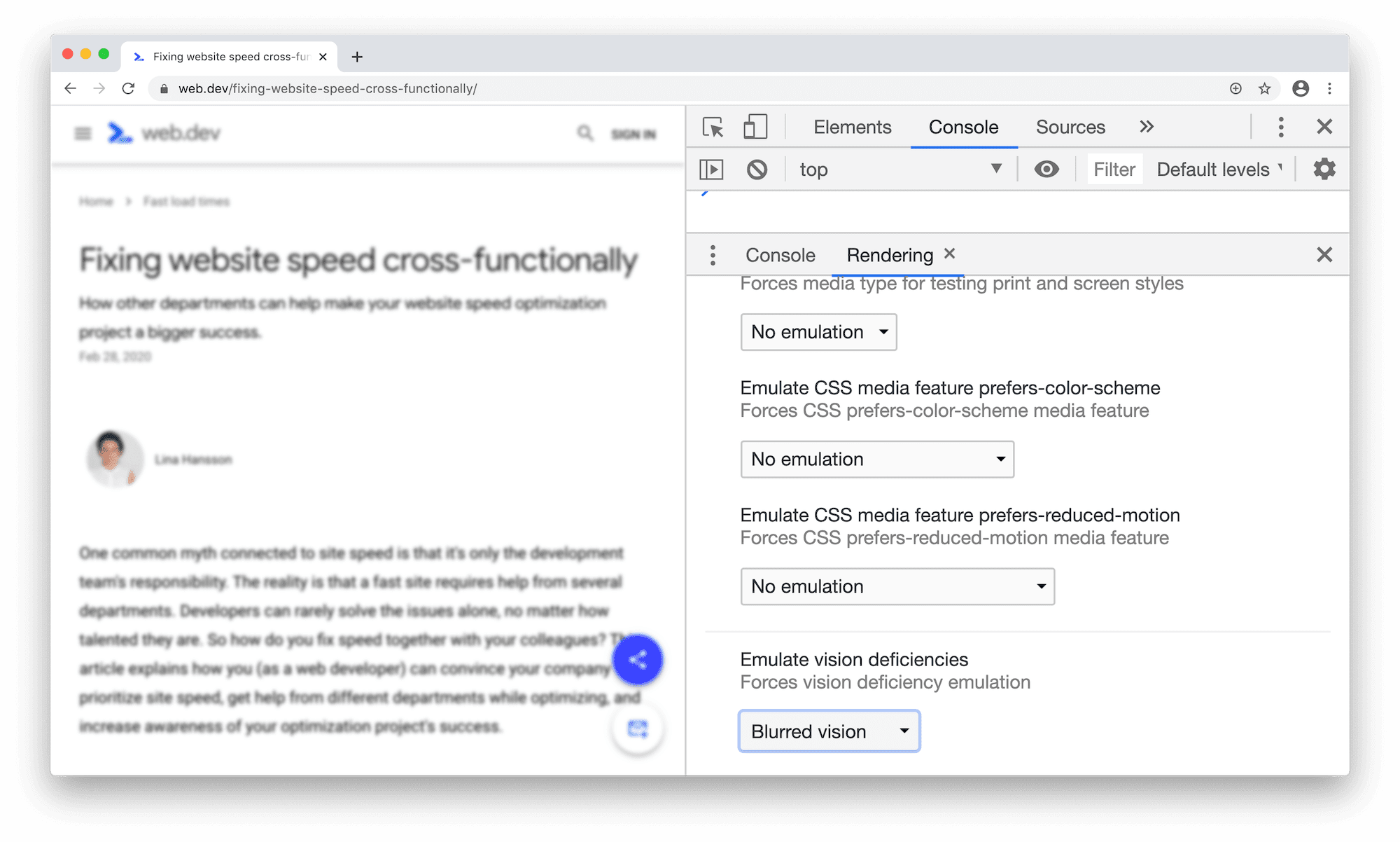 Имитация размытого зрения.