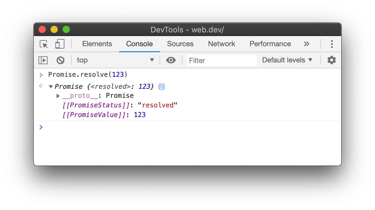 Przykład użycia w konsoli starego terminu „rozwiązany”.