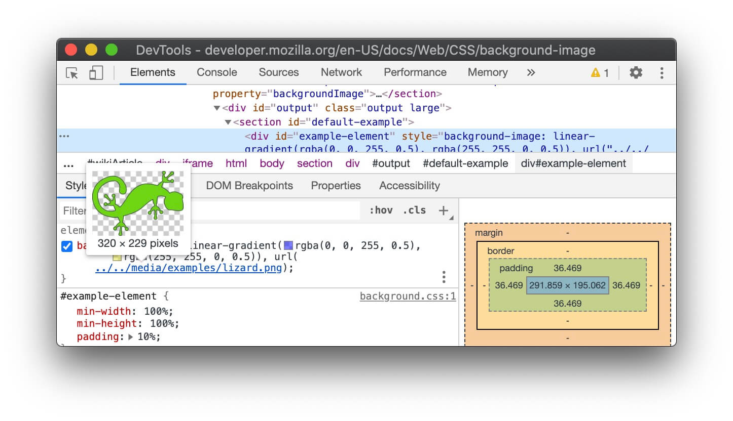 Di chuột lên giá trị background-image.
