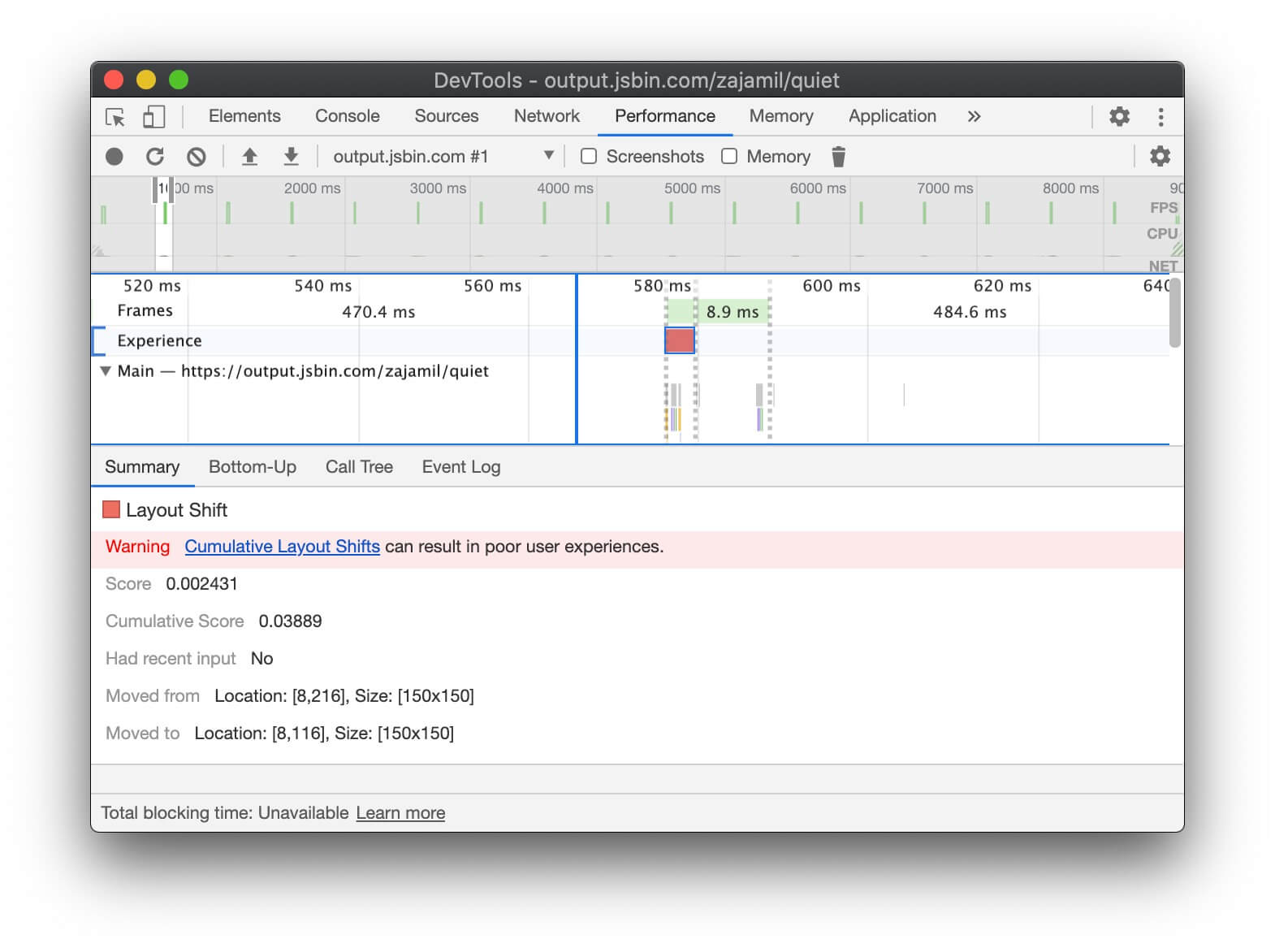Thông tin chi tiết về một sự thay đổi bố cục.