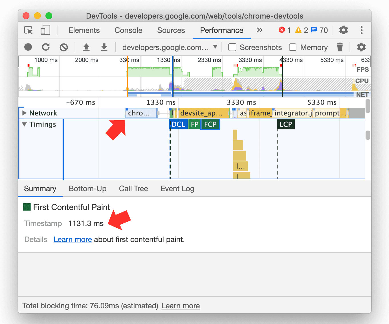 Aligner les temps de navigation dans le panneau &quot;Performances&quot;