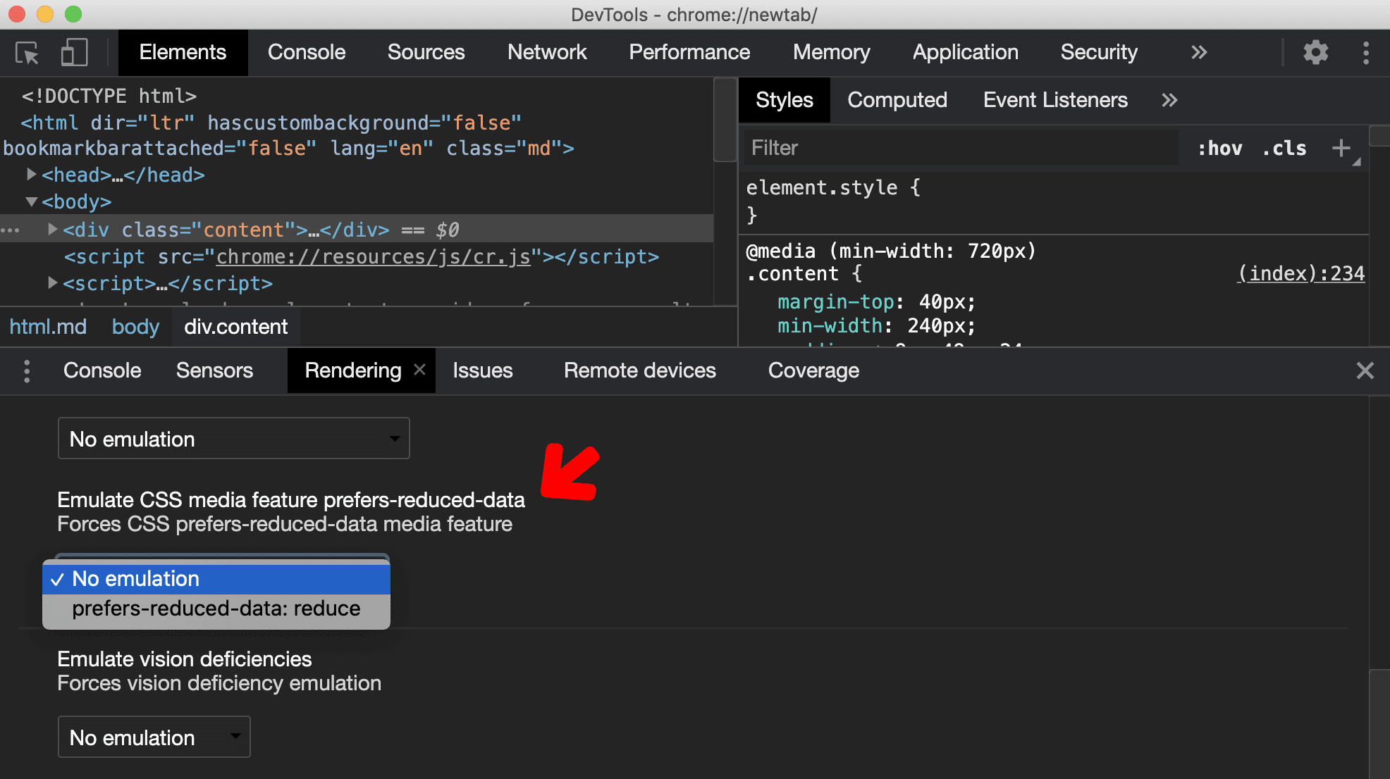 Emulowanie funkcji prefers-reduced-data