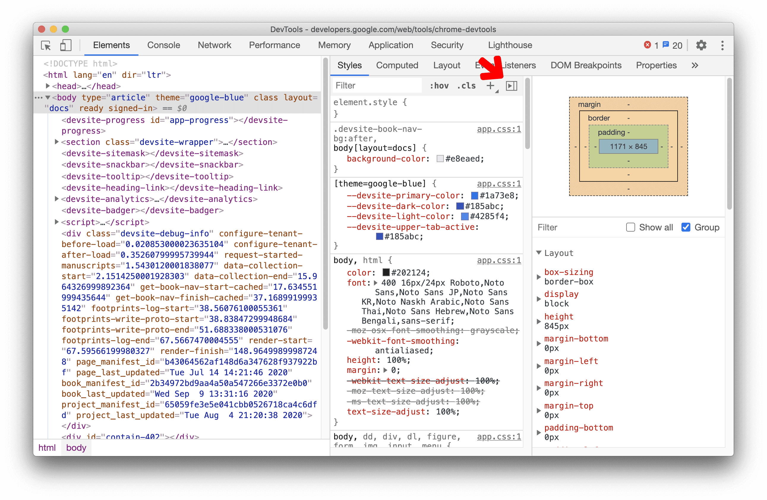 Volet de la barre latérale "Calculé"