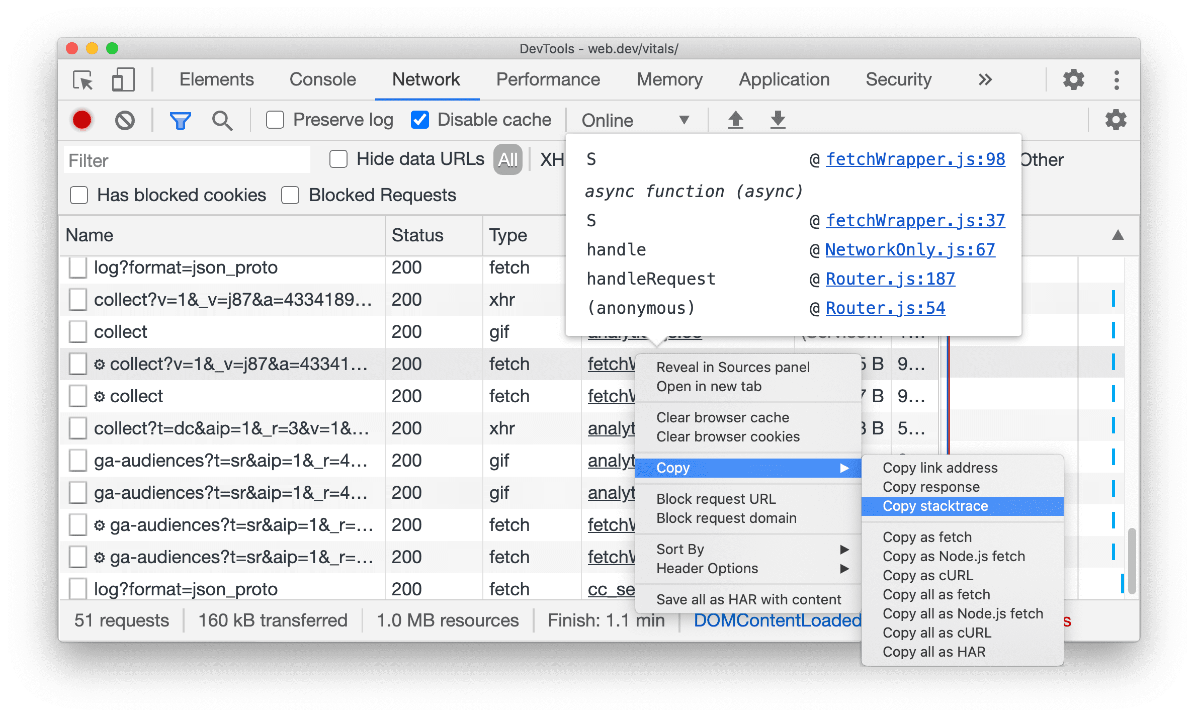 Copy stacktrace